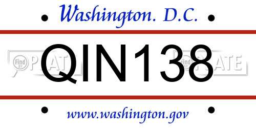 QIN138 District Of Columbia License Plate