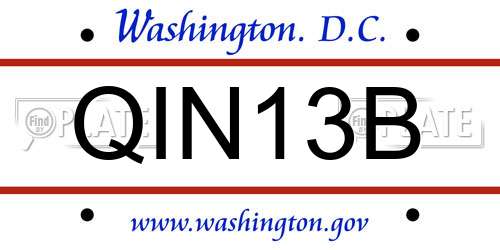 QIN13B District Of Columbia License Plate