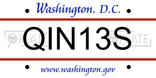 QIN13S District Of Columbia License Plate