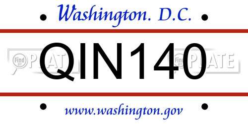 QIN140 District Of Columbia License Plate