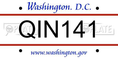 QIN141 District Of Columbia License Plate