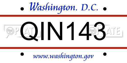 QIN143 District Of Columbia License Plate