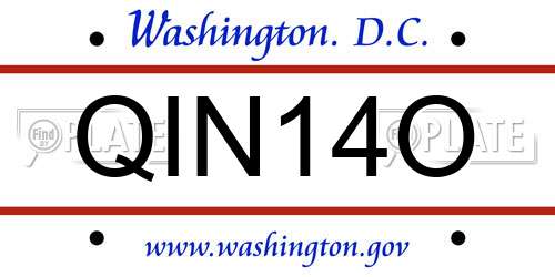 QIN14O District Of Columbia License Plate