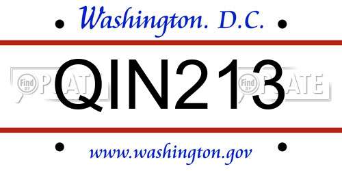 QIN213 District Of Columbia License Plate