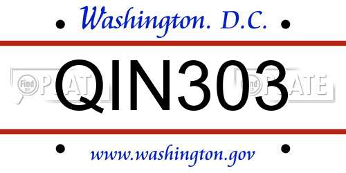 QIN303 District Of Columbia License Plate