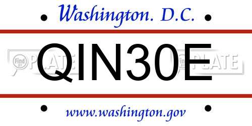 QIN30E District Of Columbia License Plate