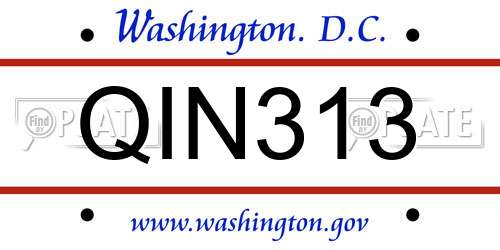 QIN313 District Of Columbia License Plate