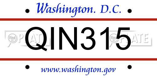 QIN315 District Of Columbia License Plate