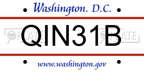 QIN31B District Of Columbia License Plate