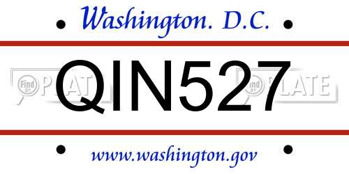 QIN527 District Of Columbia License Plate
