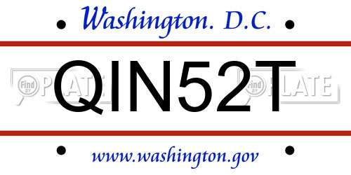 QIN52T District Of Columbia License Plate