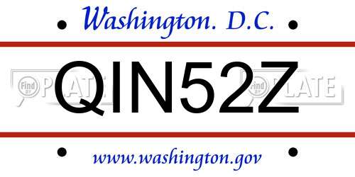 QIN52Z District Of Columbia License Plate