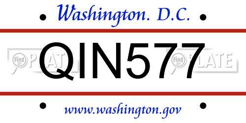 QIN577 District Of Columbia License Plate