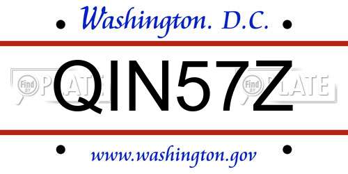 QIN57Z District Of Columbia License Plate