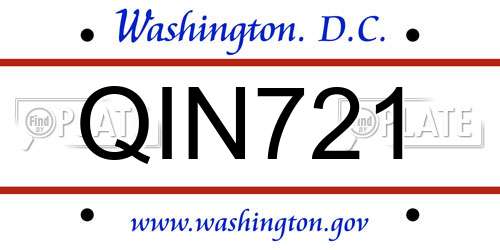 QIN721 District Of Columbia License Plate