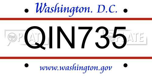 QIN735 District Of Columbia License Plate