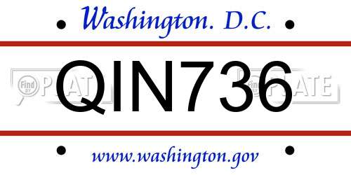 QIN736 District Of Columbia License Plate