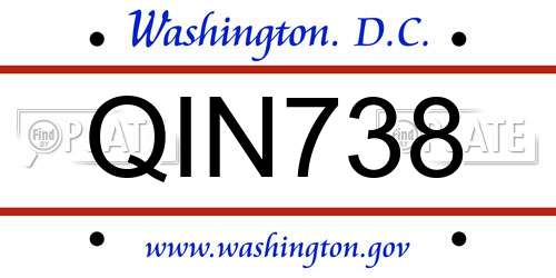 QIN738 District Of Columbia License Plate