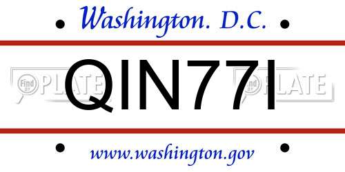 QIN77I District Of Columbia License Plate