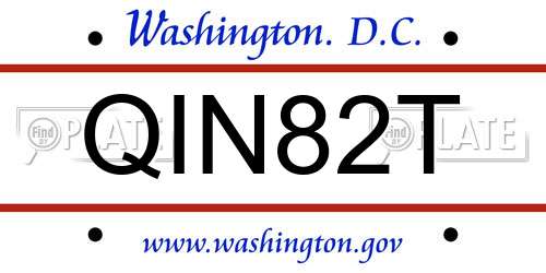 QIN82T District Of Columbia License Plate