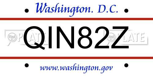 QIN82Z District Of Columbia License Plate