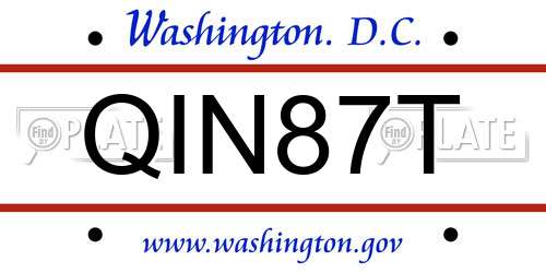 QIN87T District Of Columbia License Plate