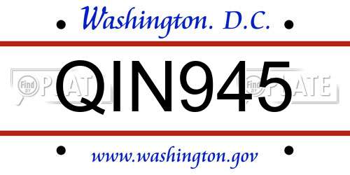 QIN945 District Of Columbia License Plate