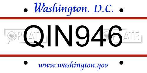QIN946 District Of Columbia License Plate