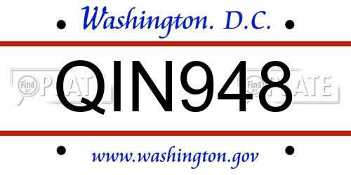 QIN948 District Of Columbia License Plate