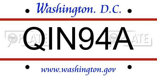 QIN94A District Of Columbia License Plate