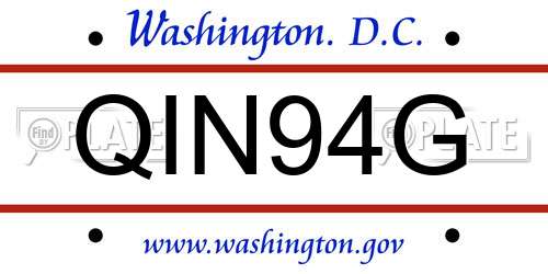 QIN94G District Of Columbia License Plate