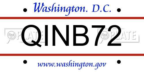 QINB72 District Of Columbia License Plate