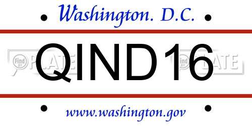 QIND16 District Of Columbia License Plate
