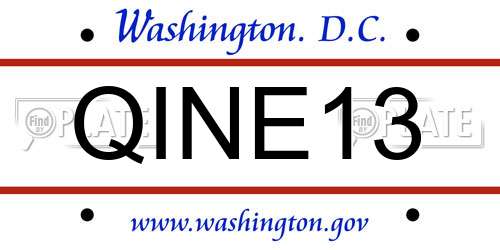 QINE13 District Of Columbia License Plate