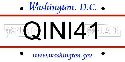 QINI41 District Of Columbia License Plate