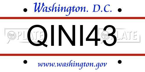 QINI43 District Of Columbia License Plate