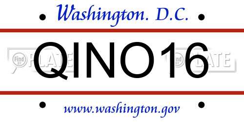 QINO16 District Of Columbia License Plate