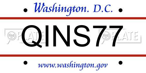 QINS77 District Of Columbia License Plate