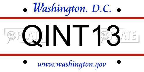 QINT13 District Of Columbia License Plate