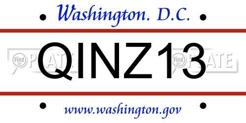 QINZ13 District Of Columbia License Plate