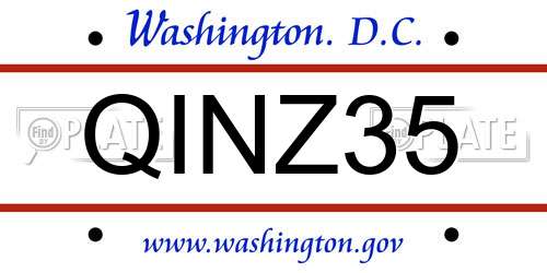 QINZ35 District Of Columbia License Plate