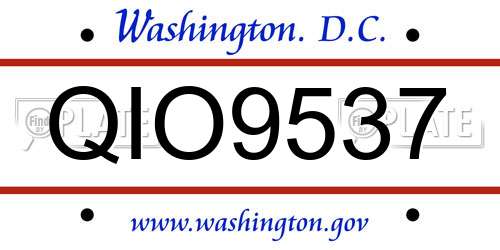 QIO9537 District Of Columbia License Plate