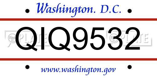 QIQ9532 District Of Columbia License Plate