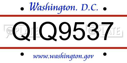 QIQ9537 District Of Columbia License Plate