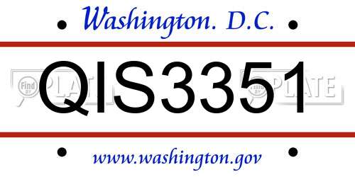 QIS3351 District Of Columbia License Plate