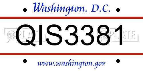 QIS3381 District Of Columbia License Plate