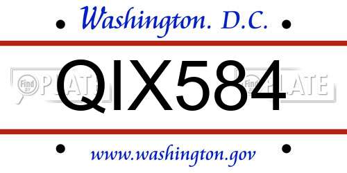 QIX584 District Of Columbia License Plate