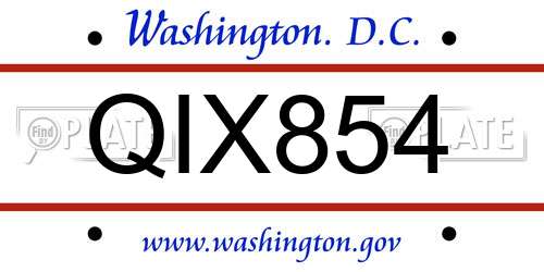 QIX854 District Of Columbia License Plate
