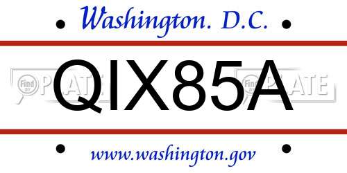 QIX85A District Of Columbia License Plate