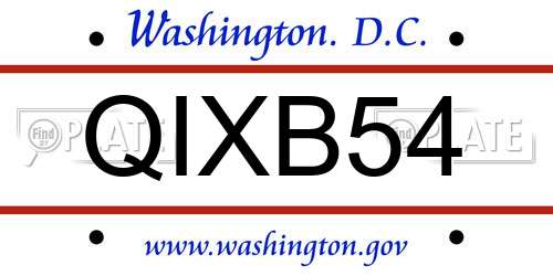 QIXB54 District Of Columbia License Plate